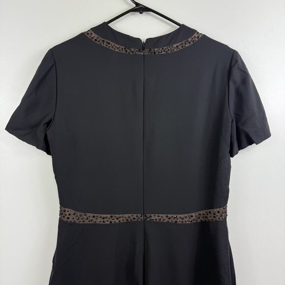 Vintage Carolina Herrera Saks Fifth Avenue 100% Silk Dress Size 8 Rhinestones - Picture 10 of 16